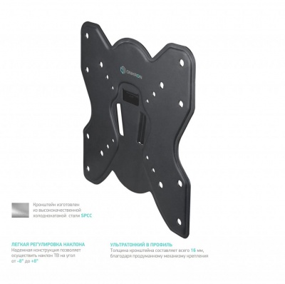 Кронштейн для телевизора Onkron M1S настенный, фиксированный, 17-43 дюйма, черный